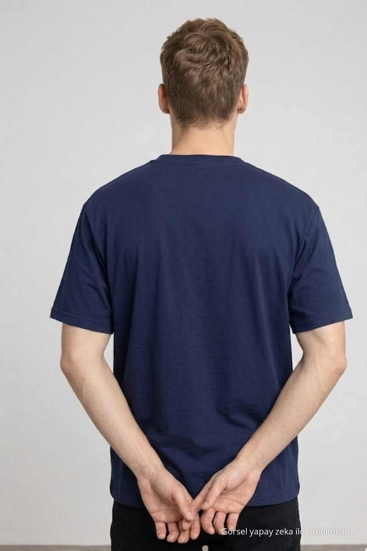 Erkek Pamuklu LACİVERT Oversize Tişört 6