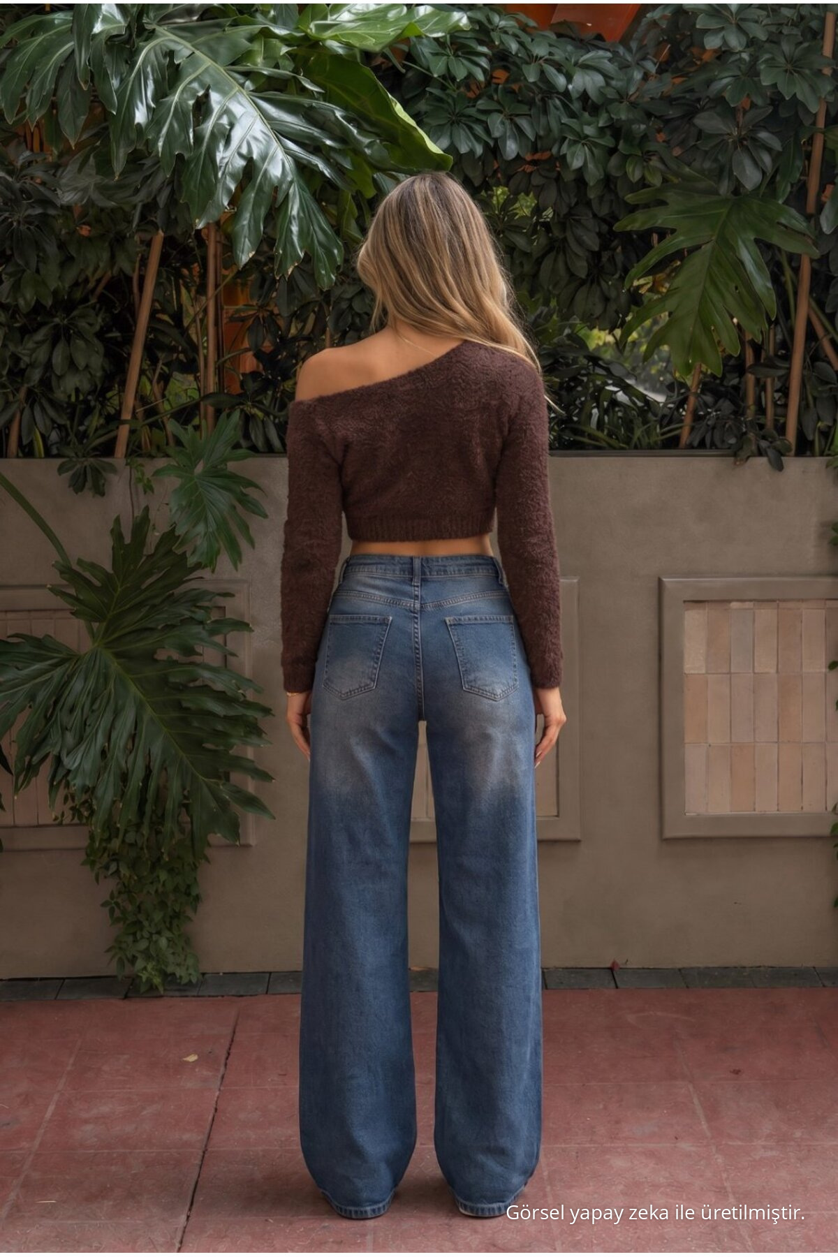 LACİVERT EFEKTLİ Vintage Yüksek Bel Geniş Paça with Lycra Jeans 8