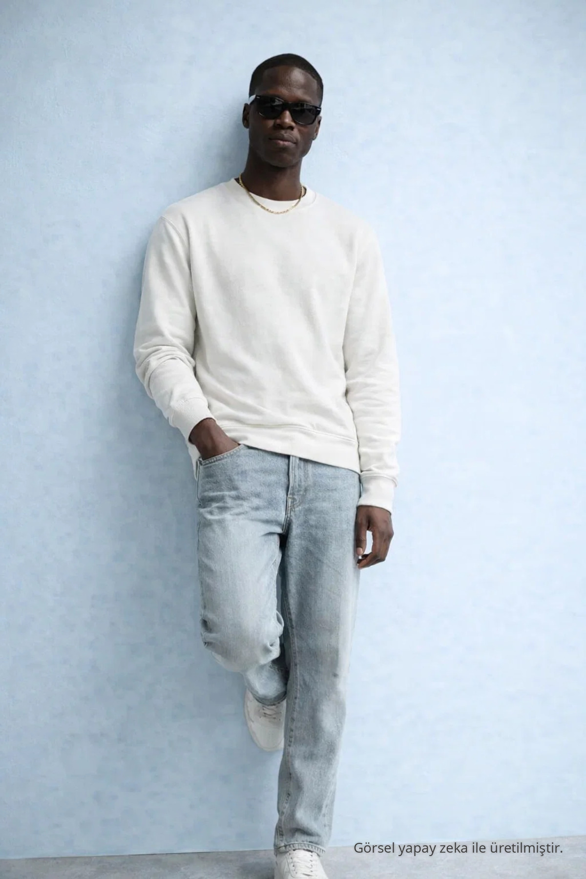 Erkek Nakışlı Parlak Ekru Sweatshirt 3