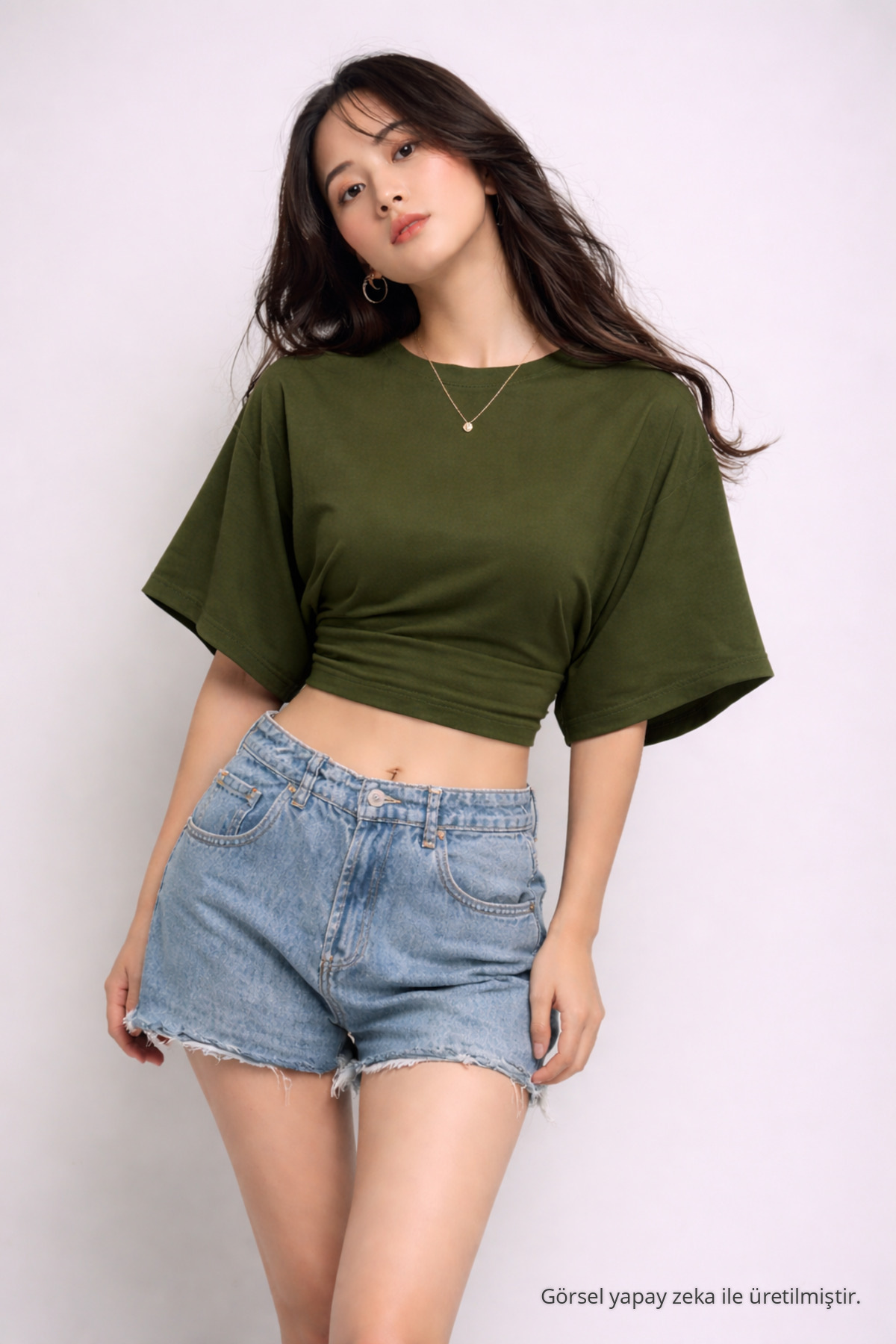Kadın Trend Yazlık Şık 5 Li Crop Bluz Beyaz 4