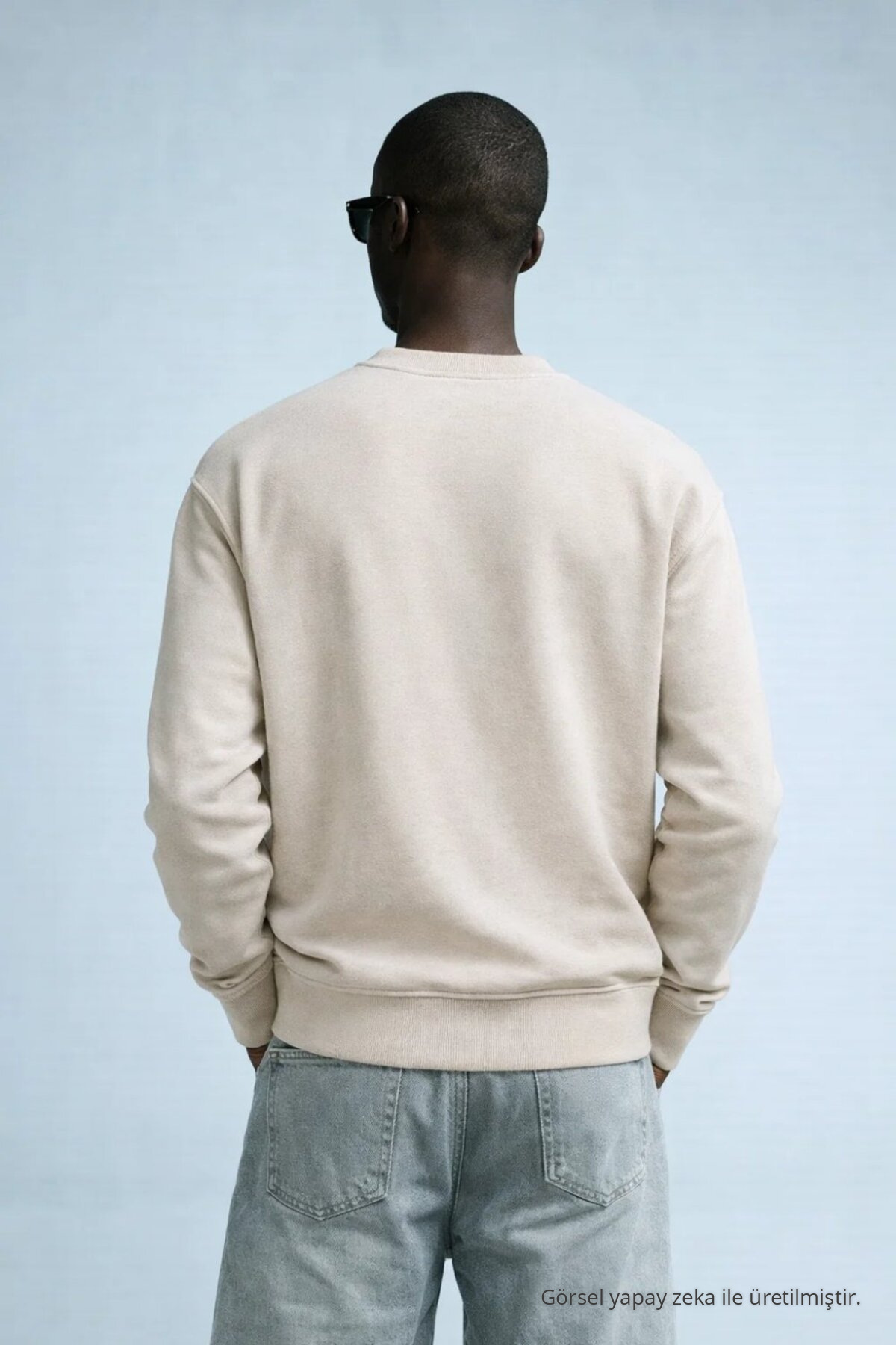 Erkek Kışlık Bej Oversize Sweatshirt 5
