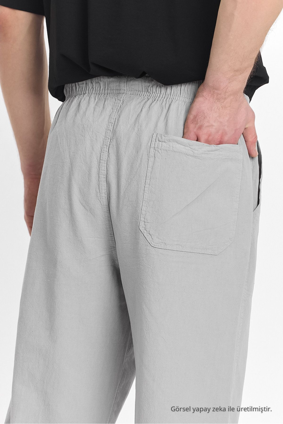 Erkek GRİ Renk Regular Fit Basic Pantolon 8