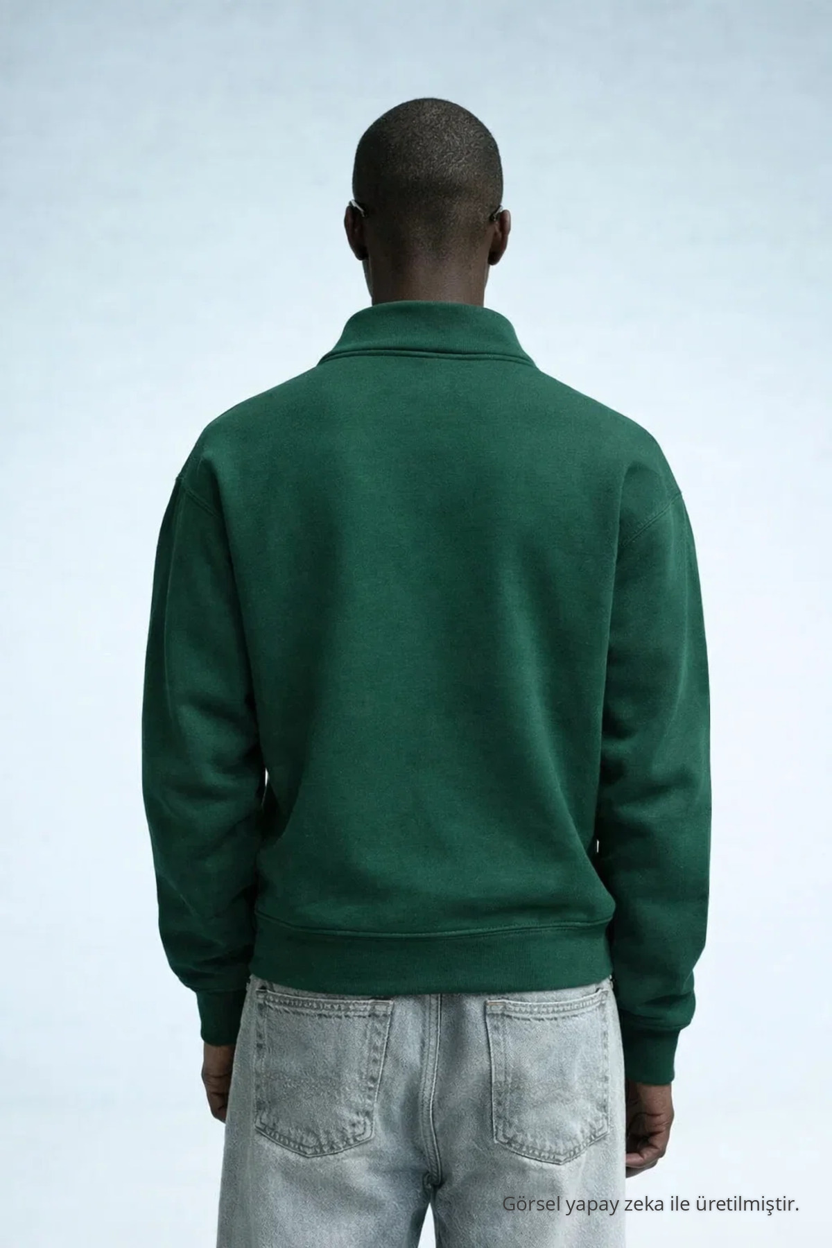Erkek Kışlık Örme Yaka HAKİ Sweatshirt 5