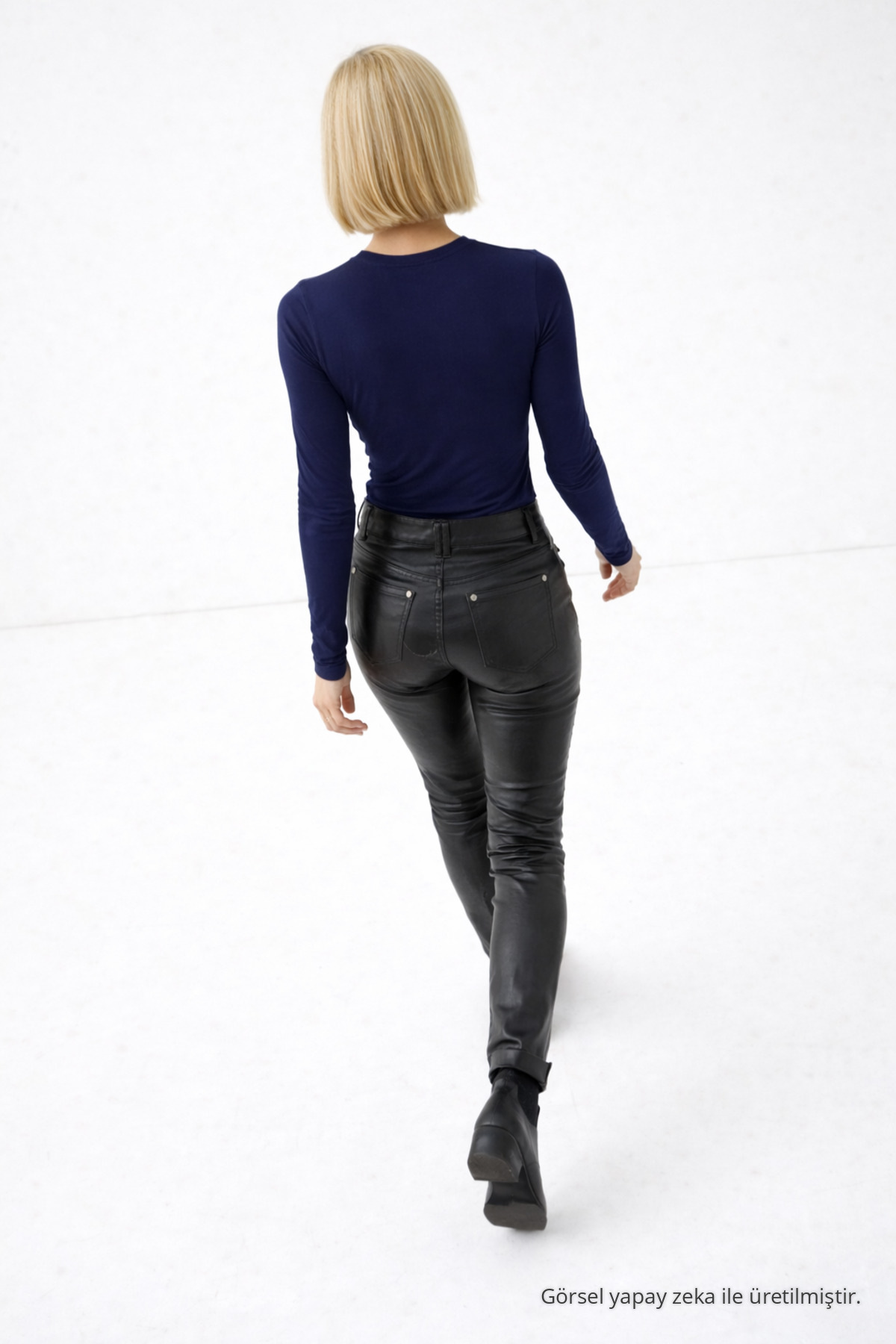 Kadın Premium Comfort Şık Lacivert Basic Bluz 6