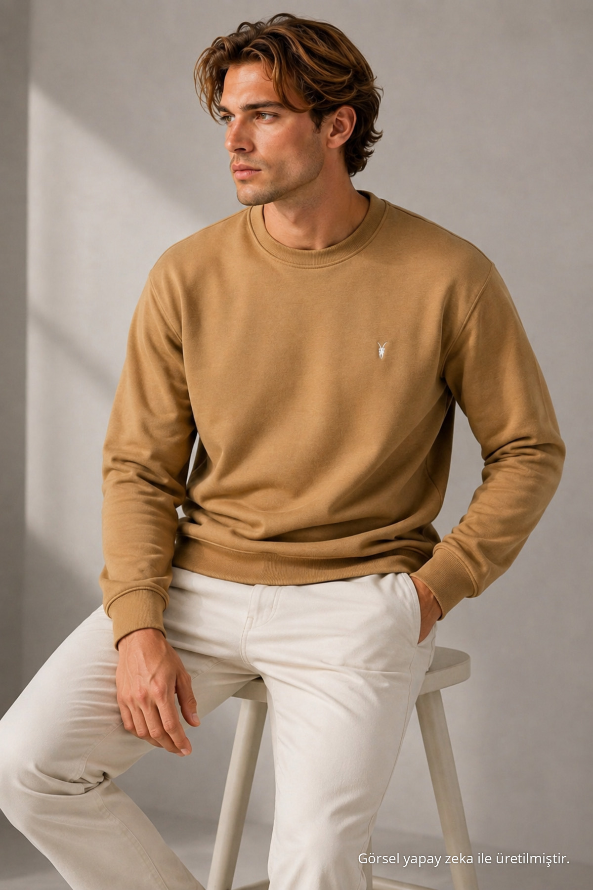 Reglan Casual Kış Karamel Erkek Sweatshirt 4