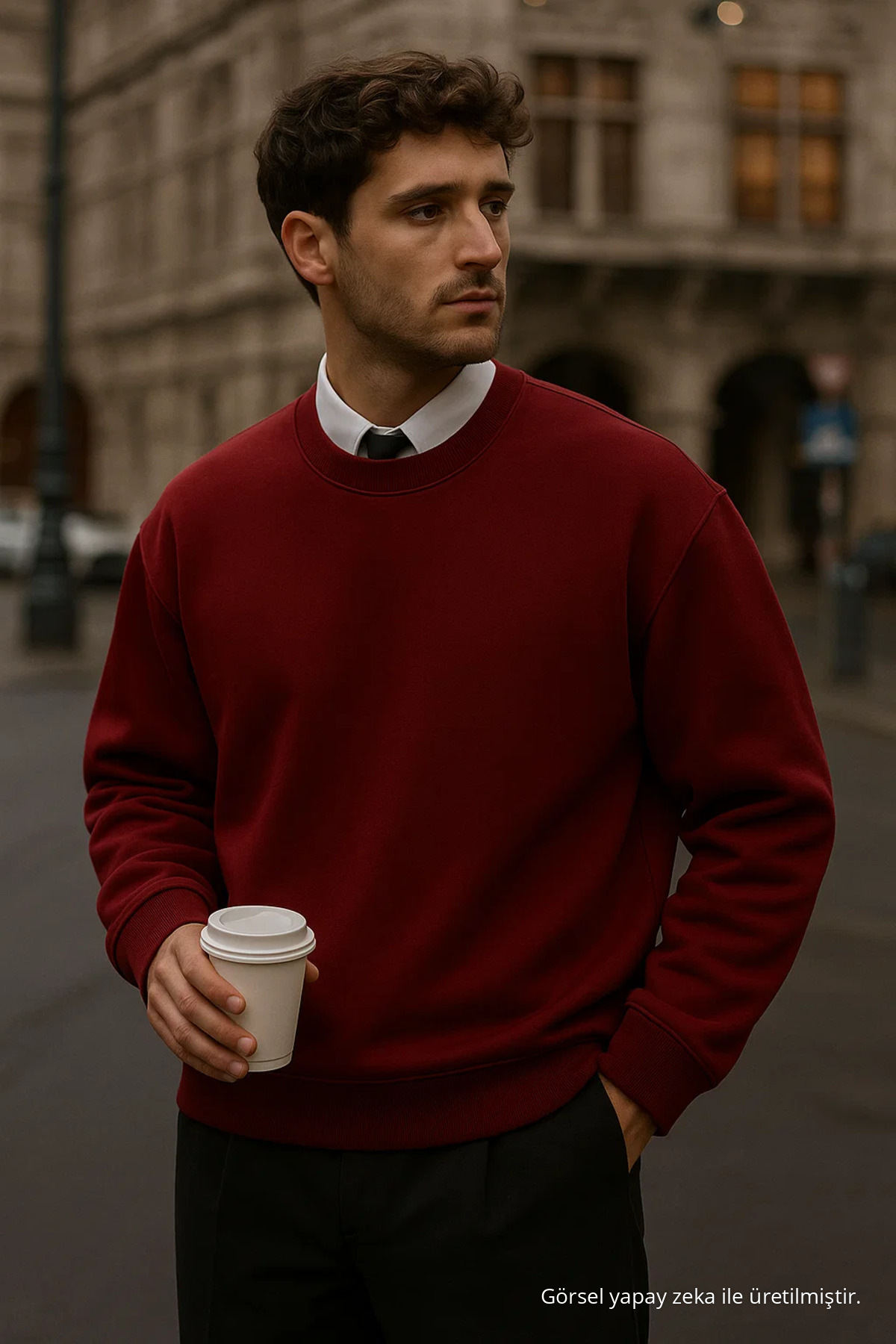 Erkek Oversize Kışlık Bordo Uzun Kazak 4