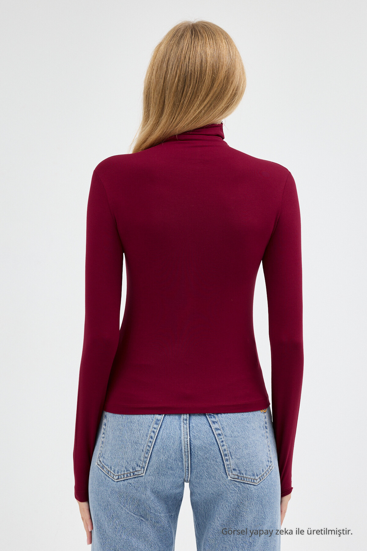 Kadın Ultra Soft Balıkçı Yaka Bordo Bluz 3