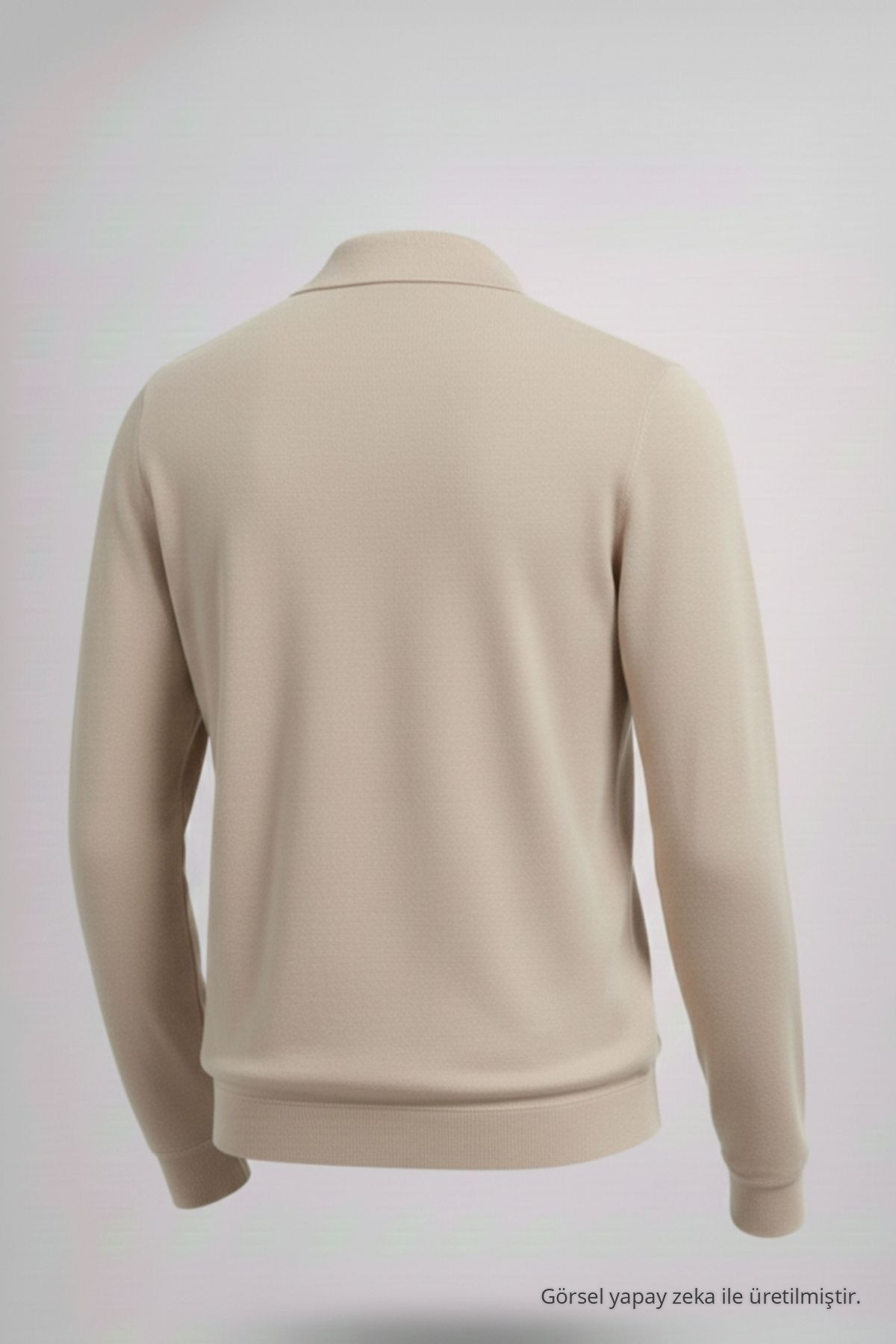 Erkek Basic Bol Krem Polo Yakalı Kazak 4