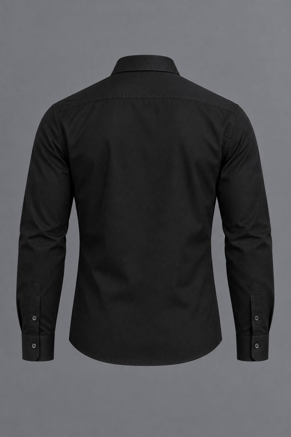 Erkek Klasik Yaka Uzun Kollu Düğmeli Slim Fit Siyah Gömlek 3