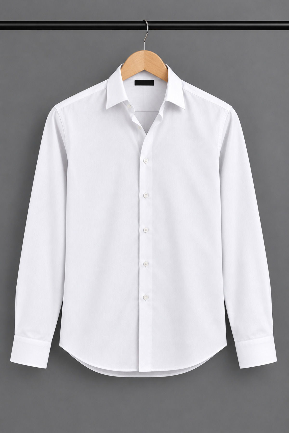 Erkek Klasik Yaka Uzun Kollu Düğmeli Slim Fit Beyaz Gömlek 6