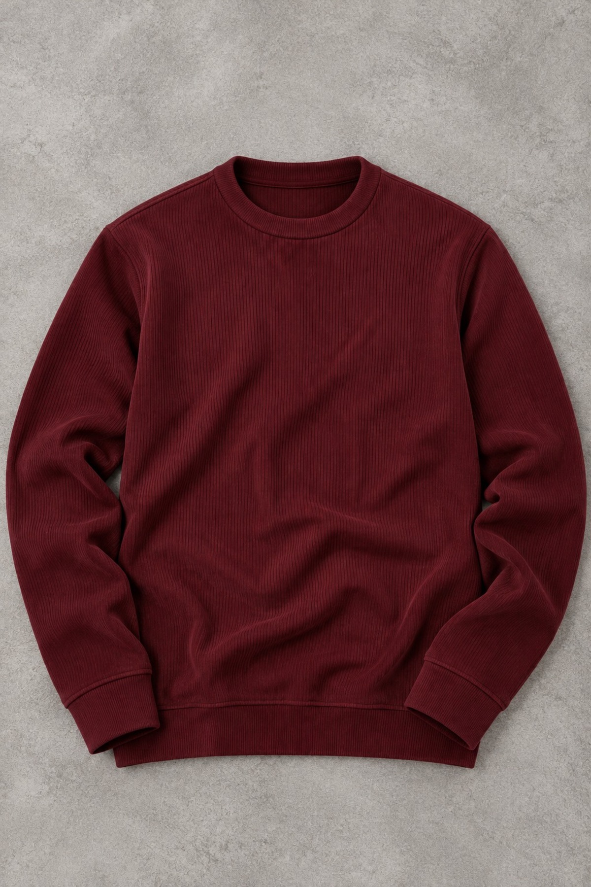 Erkek Slim Fit Bisiklet Yaka Günlük Triko Bordo Kazak 4