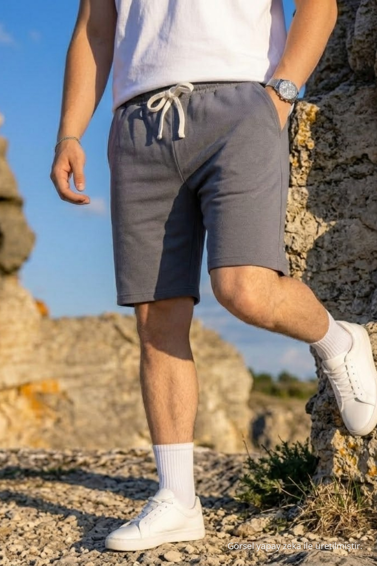 Erkek Pamuklu Casual Cepli Bol Füme Şort 3