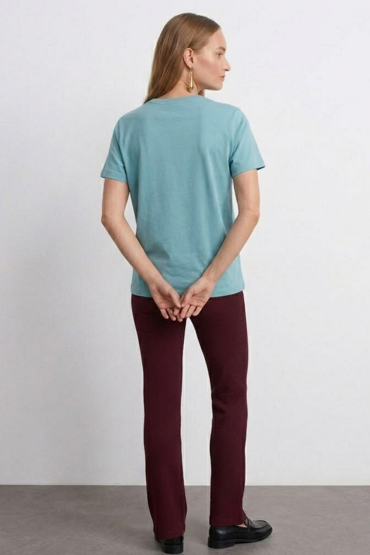 Kadın Comfort Fit Basic Çağla Bol Tişört 6