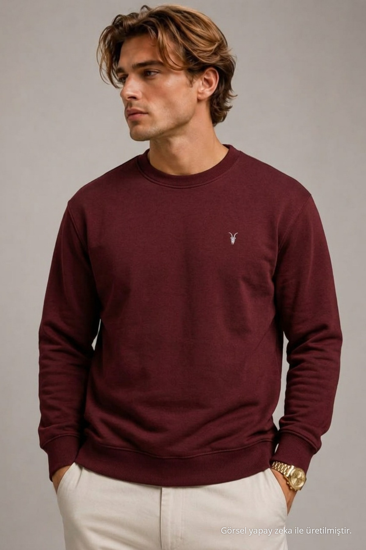 Reglan Casual Kış Bordo Erkek Sweatshirt 6