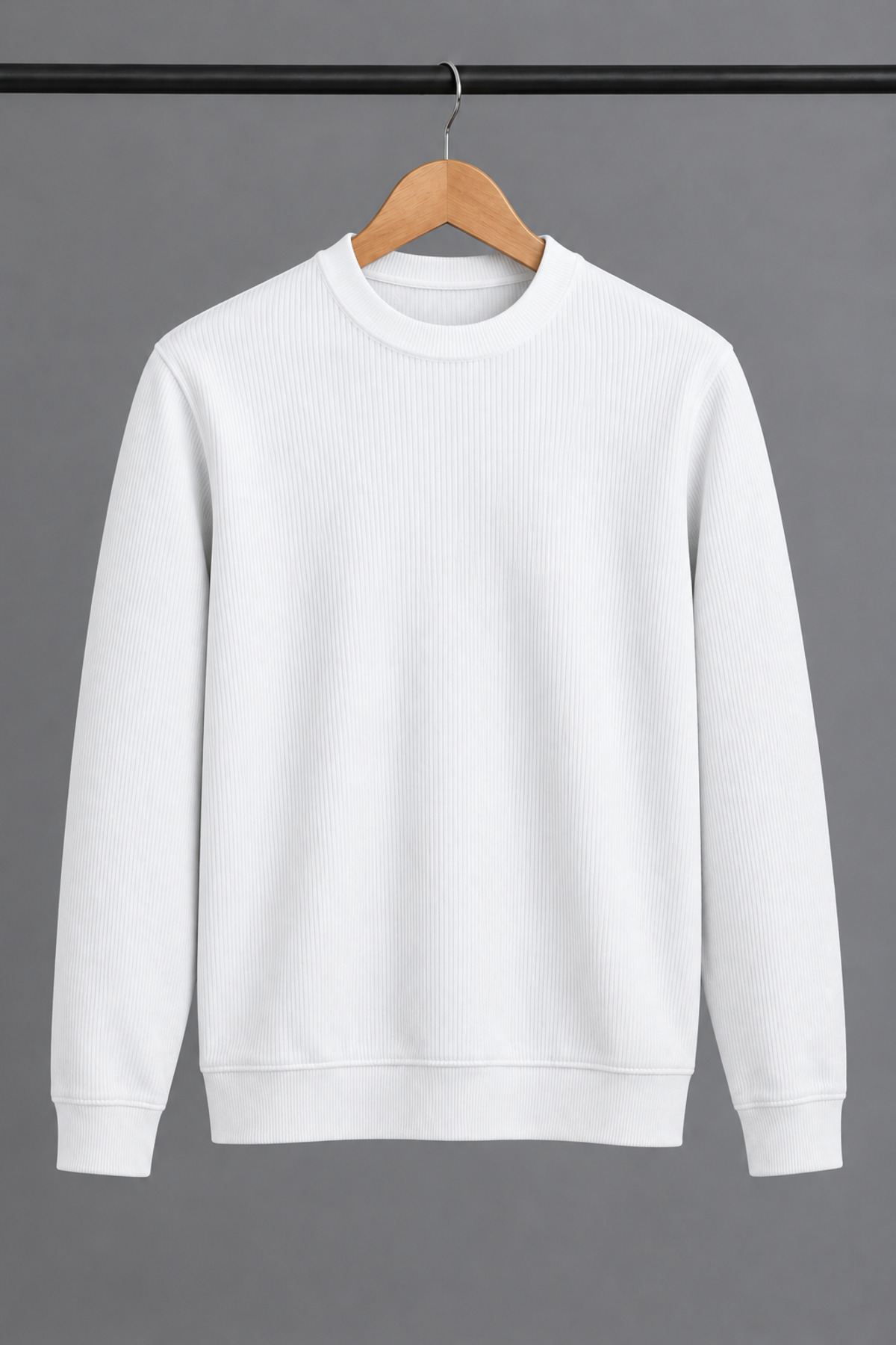 Erkek Slim Fit Bisiklet Yaka Günlük Triko Beyaz Kazak 6