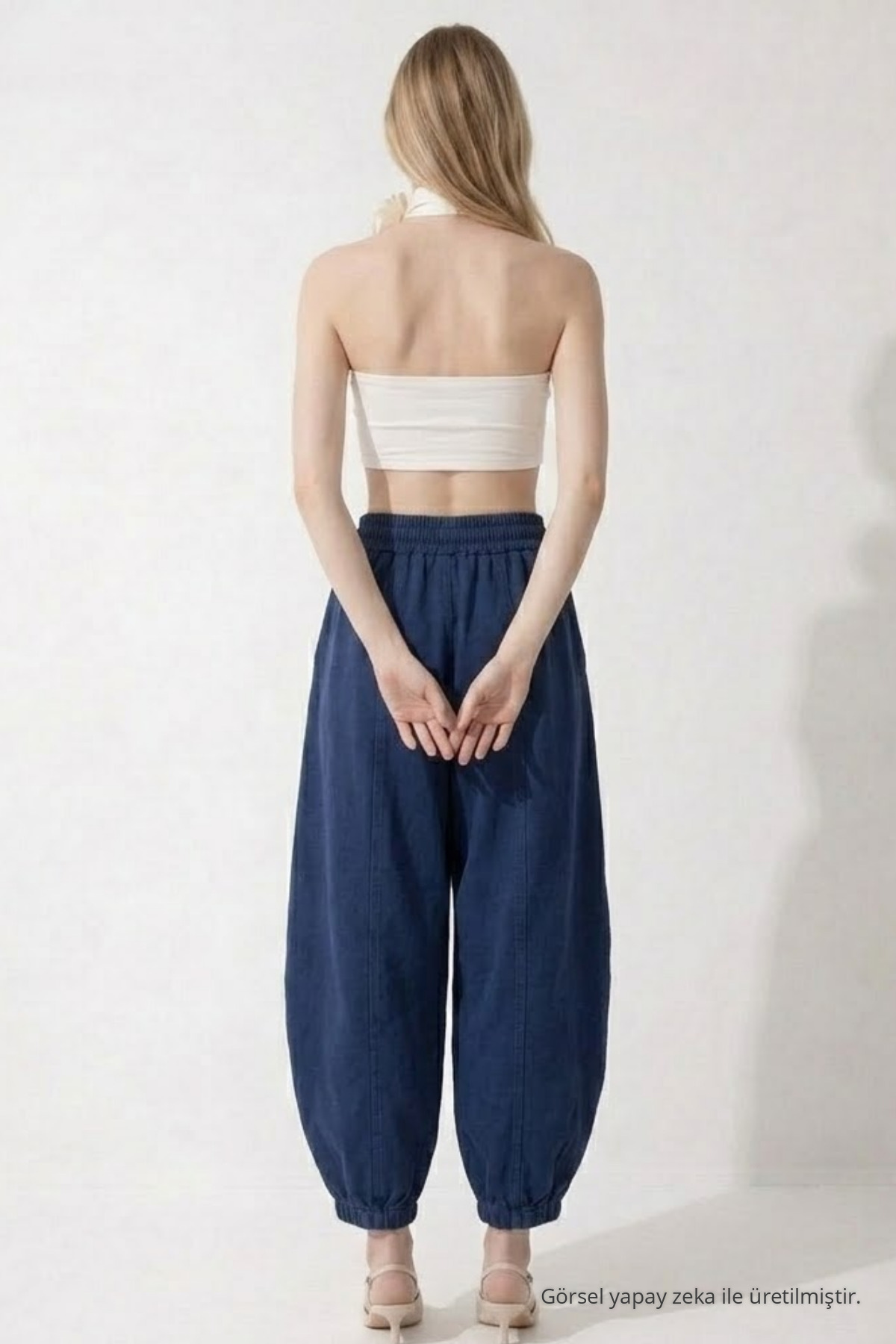 Kadın Basic Soft Lacivert Şalvar Pantolon 6