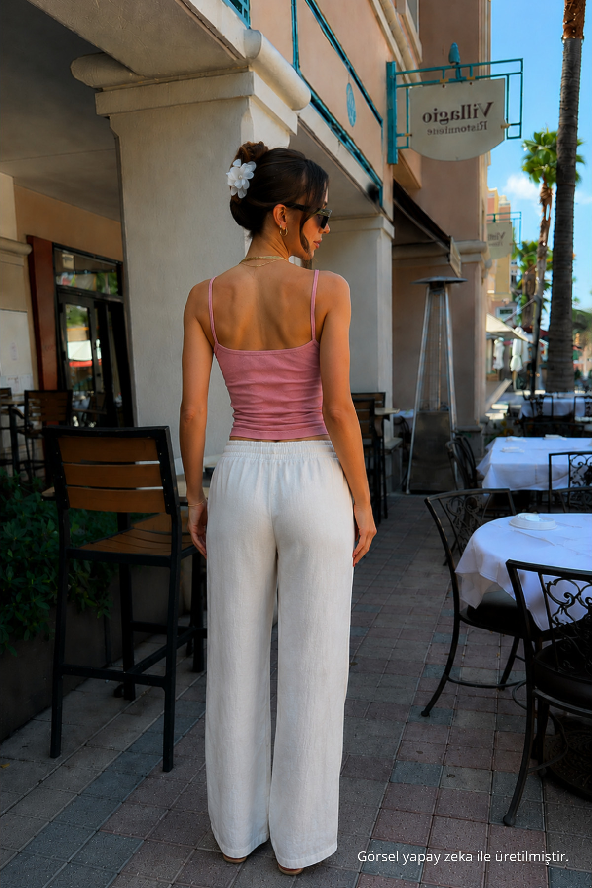 Kadın İnce Askılı 5 Li Pembe Crop Bluz 5
