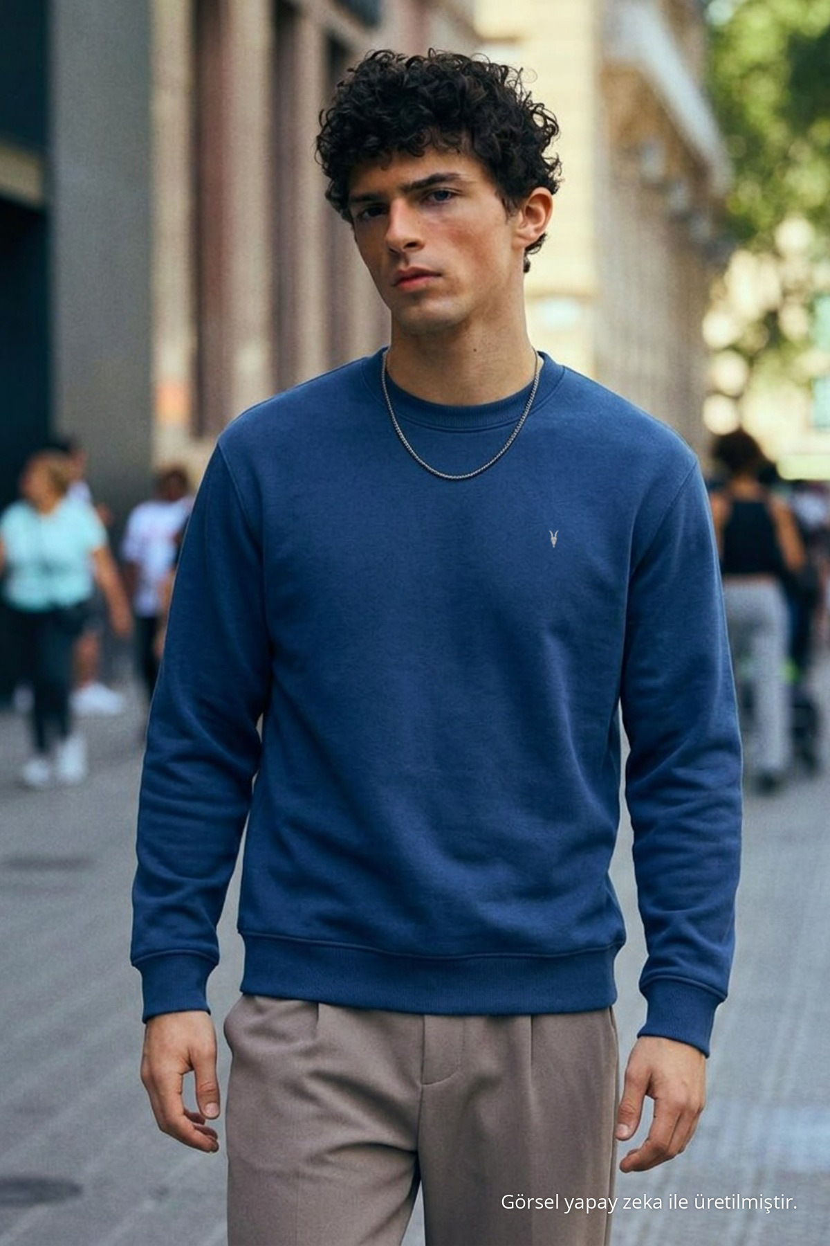 Erkek Orta Yumuşak İNDİGO Sweatshirt 4