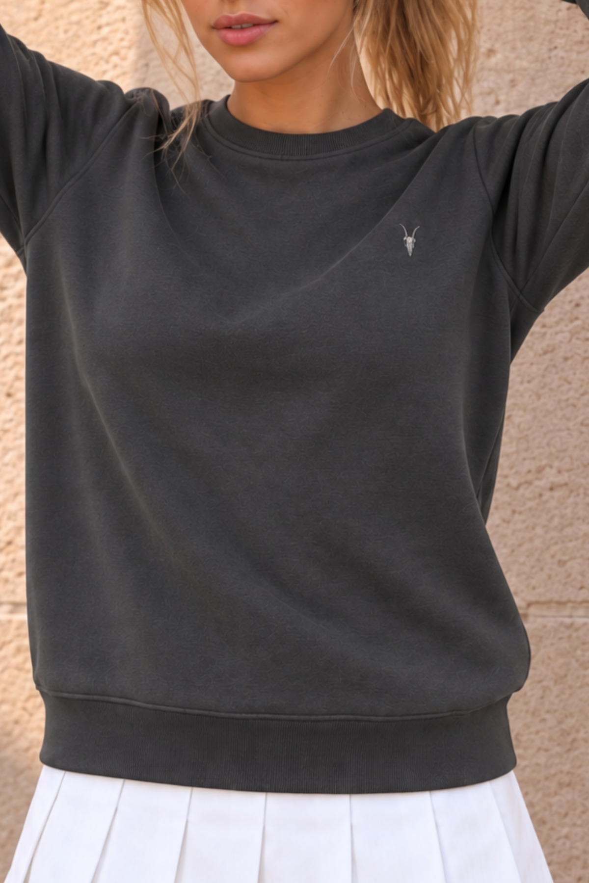 Kadın Bisiklet Yaka Mevsimlik Füme Sweatshirt 6