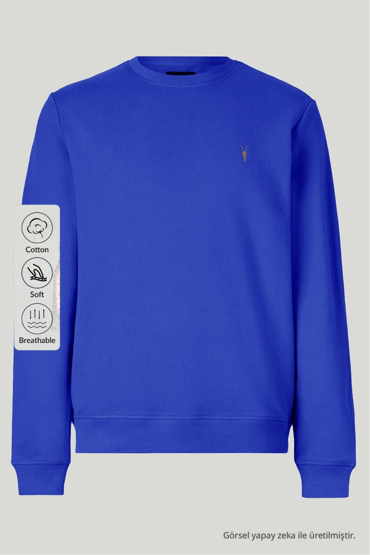 Erkek Kışlık Salaş Basic MAVİ Sweatshirt 4