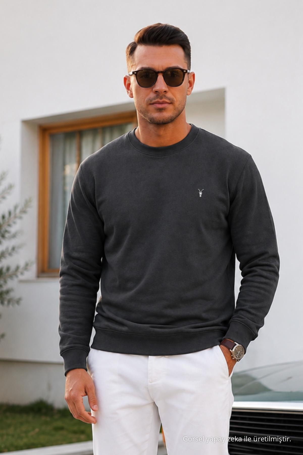 Erkek Uzun Kol Trend Bol 3 Lü Sweatshirt HAKİ 5