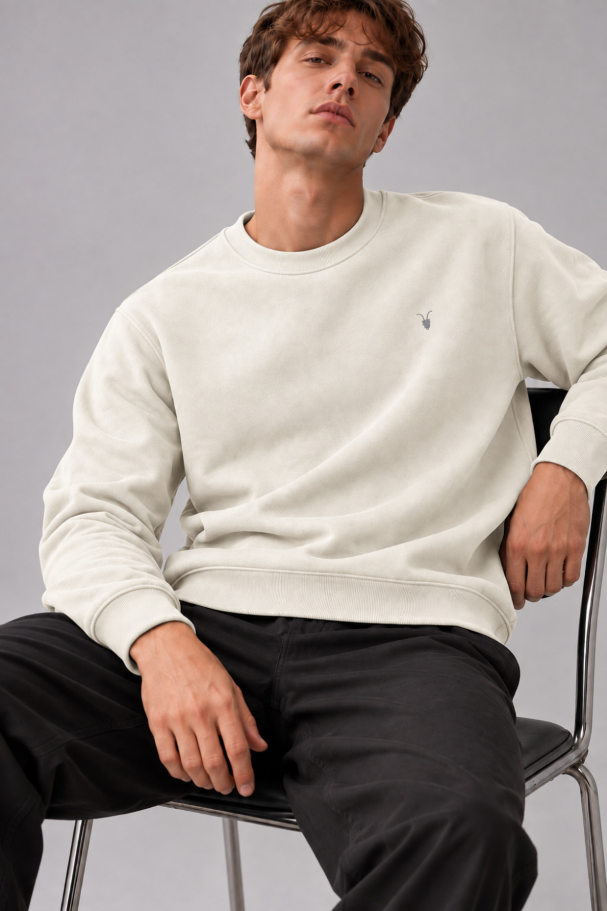 Erkek Bisiklet Yaka 2' Li Sweatshirt FÜME 4