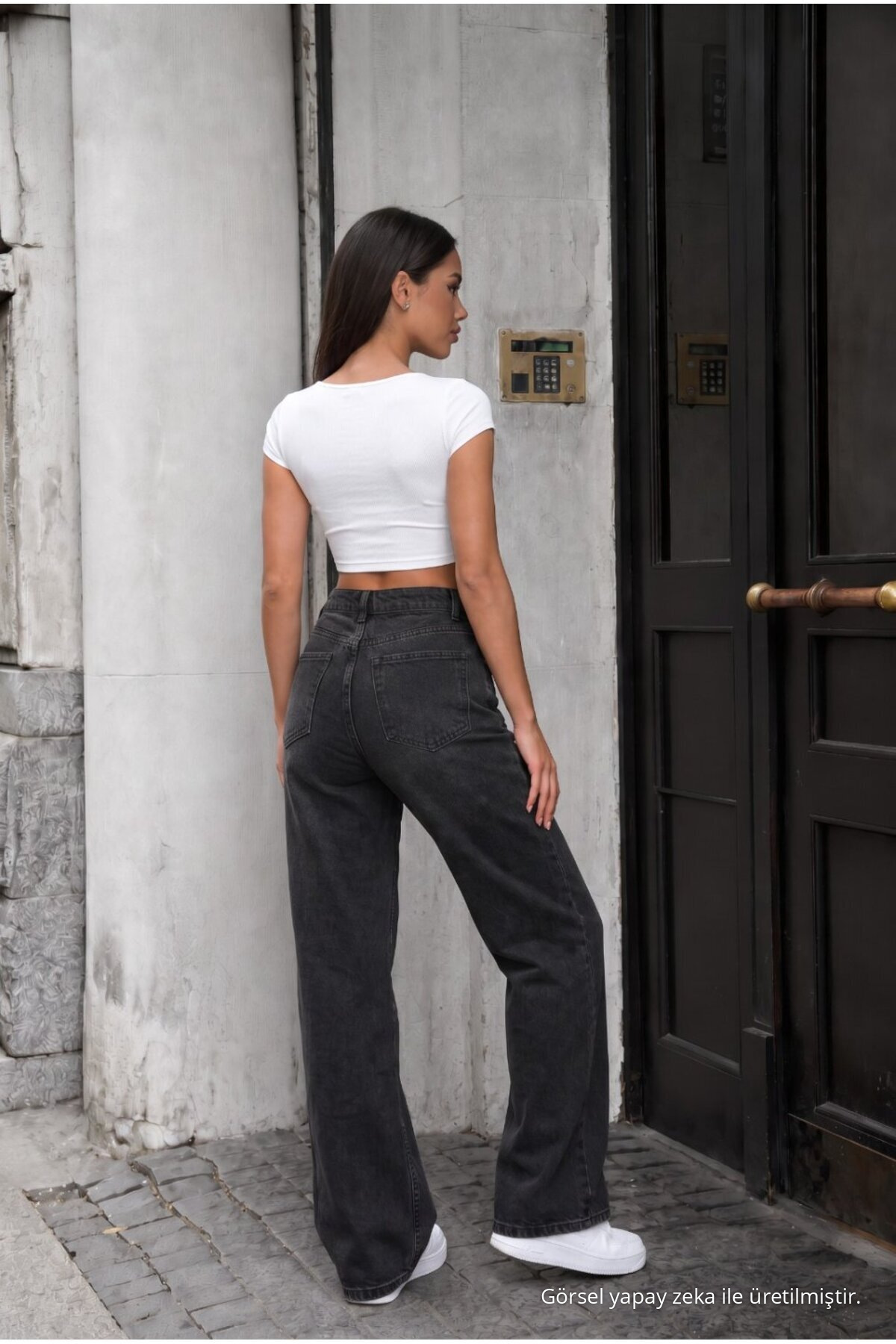 Yüksek Bel Wide Leg Bol Paça Yıkamalı Jean SİYAH EFEKTLİ 7