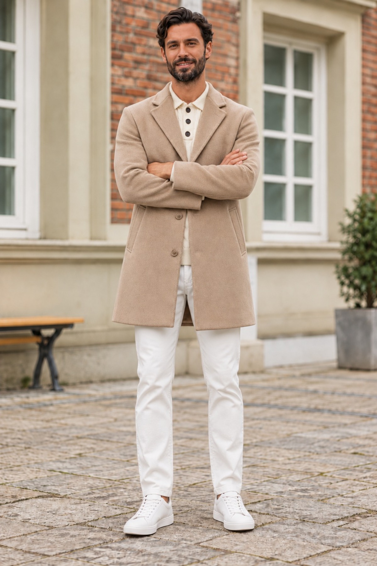Erkek Kışlık Klasik Kesim Casual Camel Kaban 6