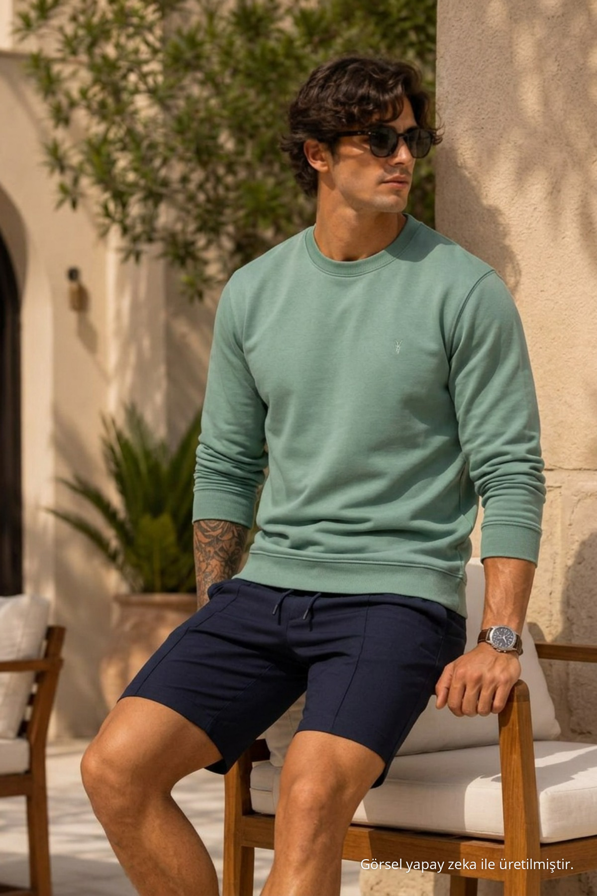 Örme Uzun Kollu Çağla Erkek Sweatshirt 5