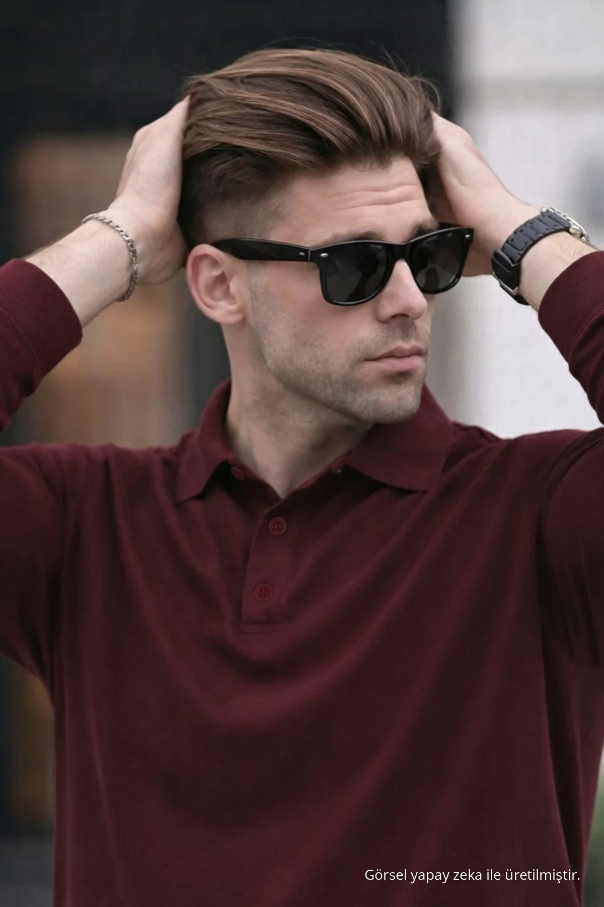 Erkek Polo Yaka Triko Bordo Bol Basic Kazak 6