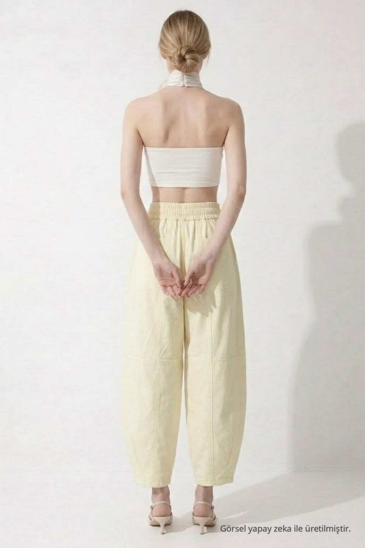 Kadın Basic Soft Ekru Şalvar Pantolon 6