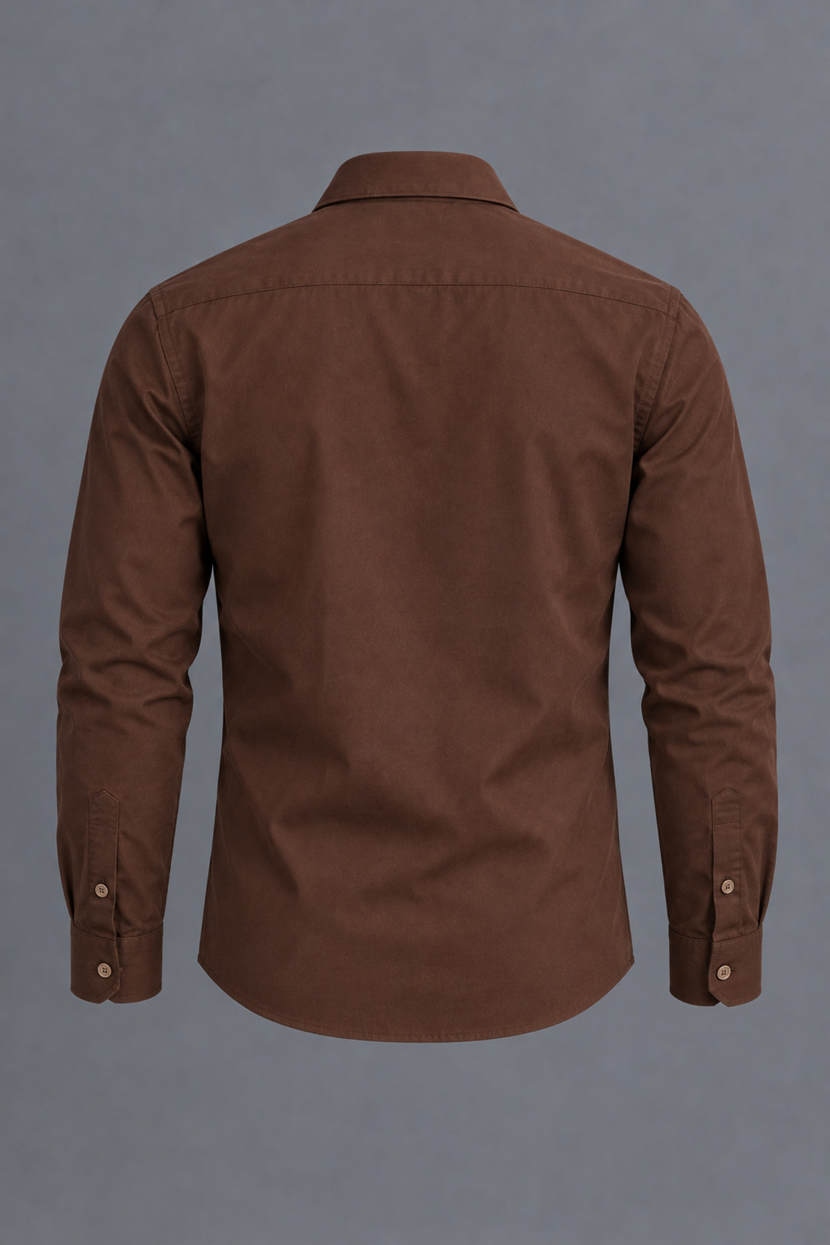 Erkek Klasik Yaka Uzun Kollu Düğmeli Slim Fit Kahve Gömlek 3