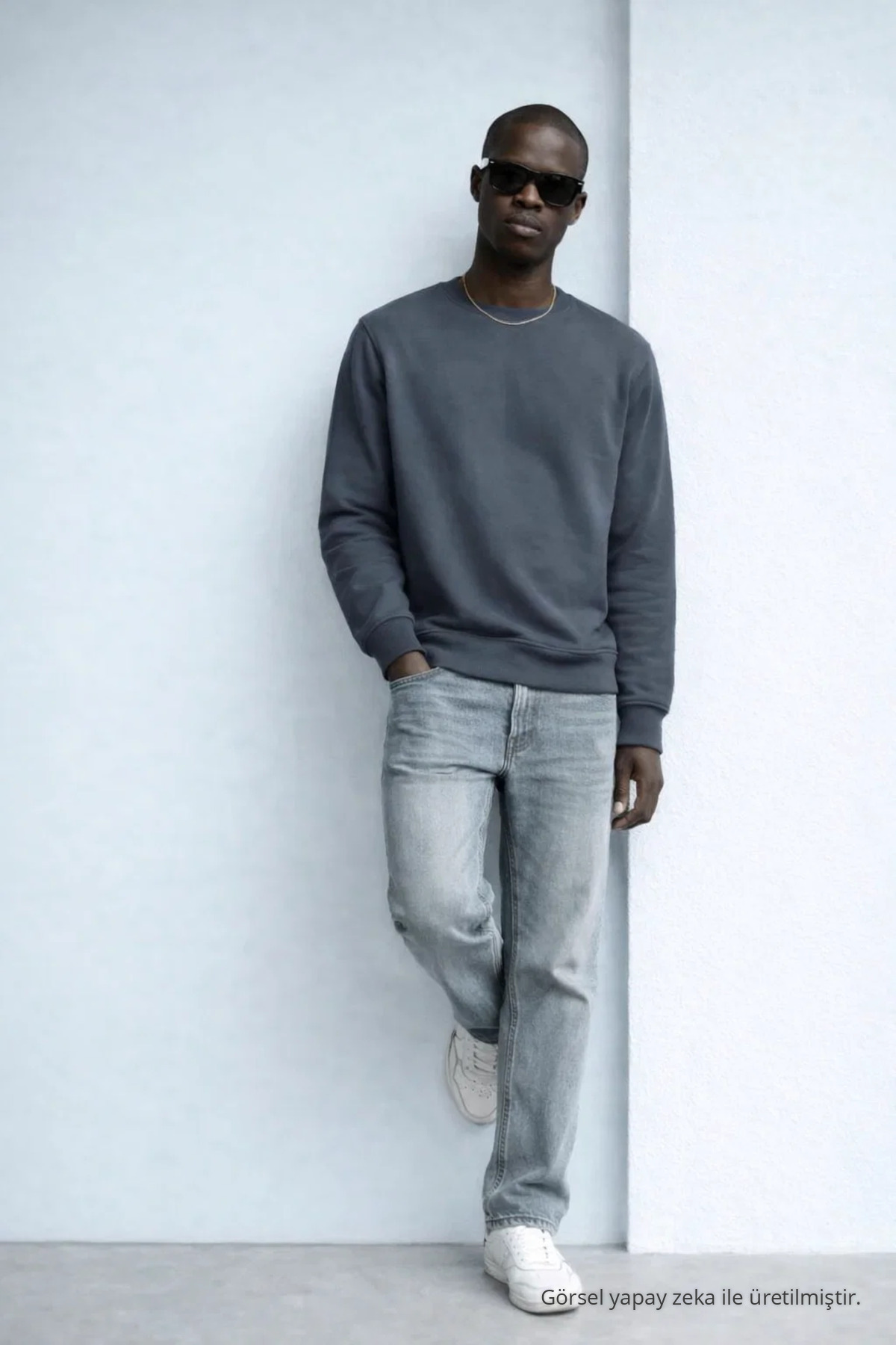 Erkek Nakışlı Parlak Füme Sweatshirt 3