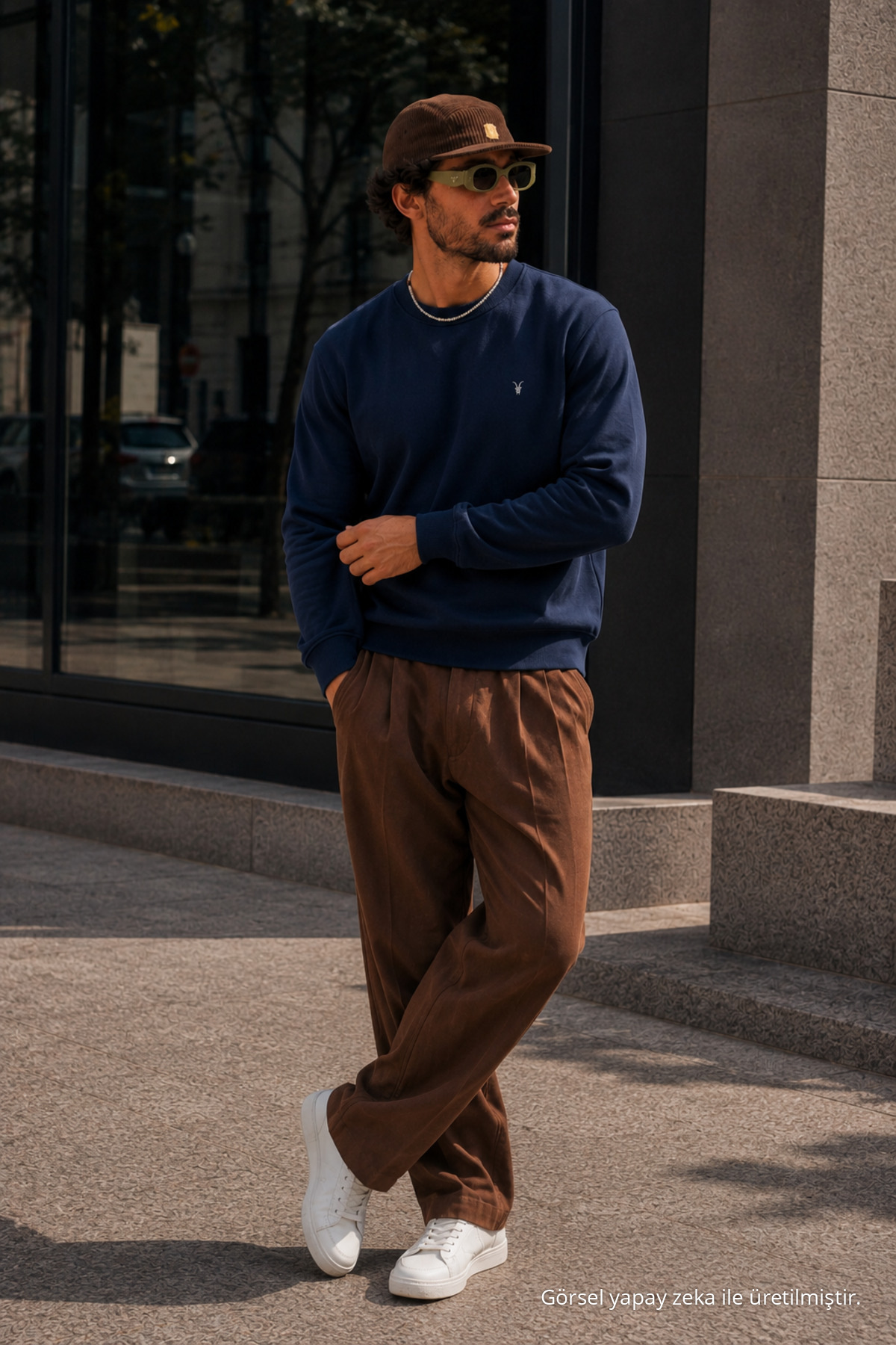 LACİVERT Bol Kesim Rahat Erkek Sweatshirt 6
