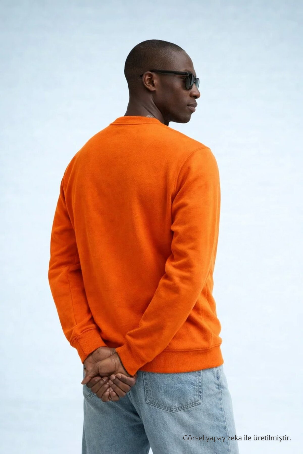Erkek Kışlık Oranj Oversize Sweatshirt 6