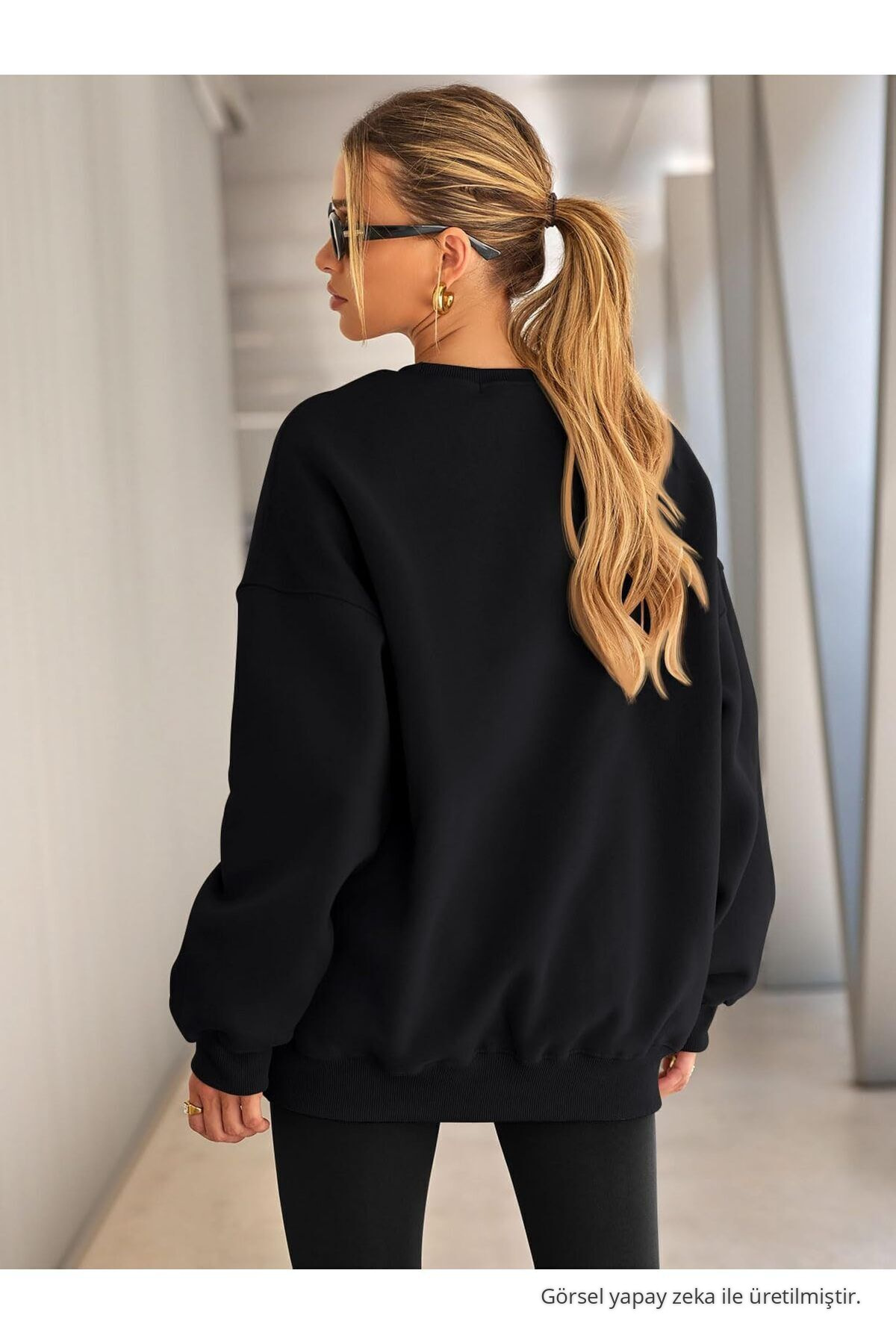 Unisex 3'Lü Çağla Grimelanj ÇAĞLAGRIMELANJSIYAH Bisiklet Yaka Oversize Sweatshirt Paketi 7