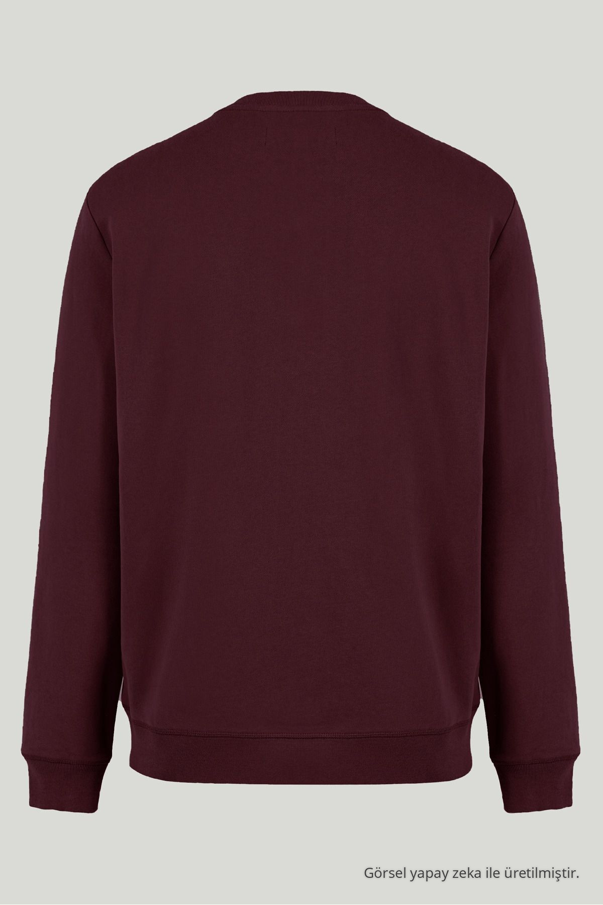 Erkek 3-lü Siyah-indigo-Bordo Sweatshirt Basic Bisiklet Yaka 5