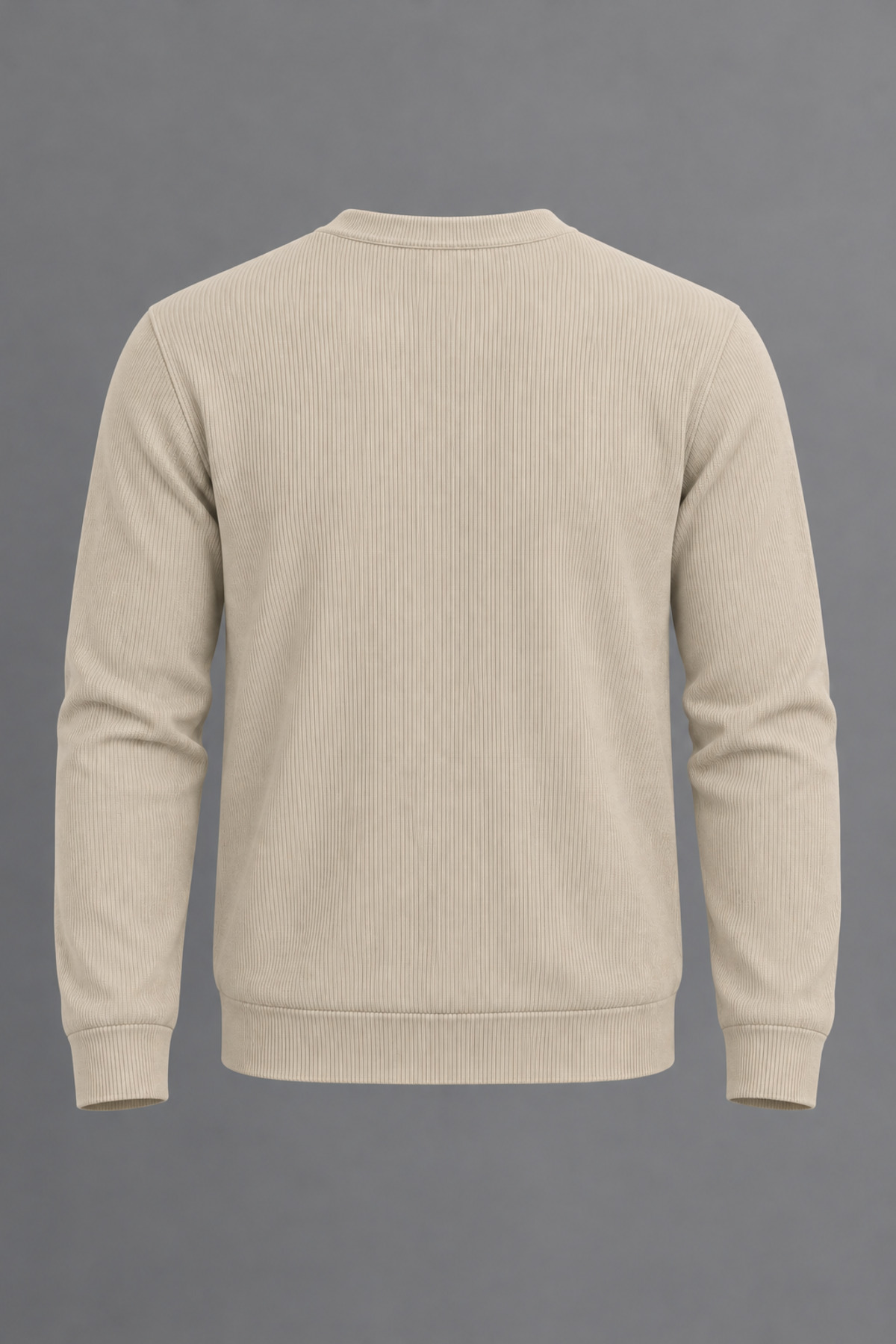Erkek Slim Fit Bisiklet Yaka Günlük Triko Krem Kazak 3