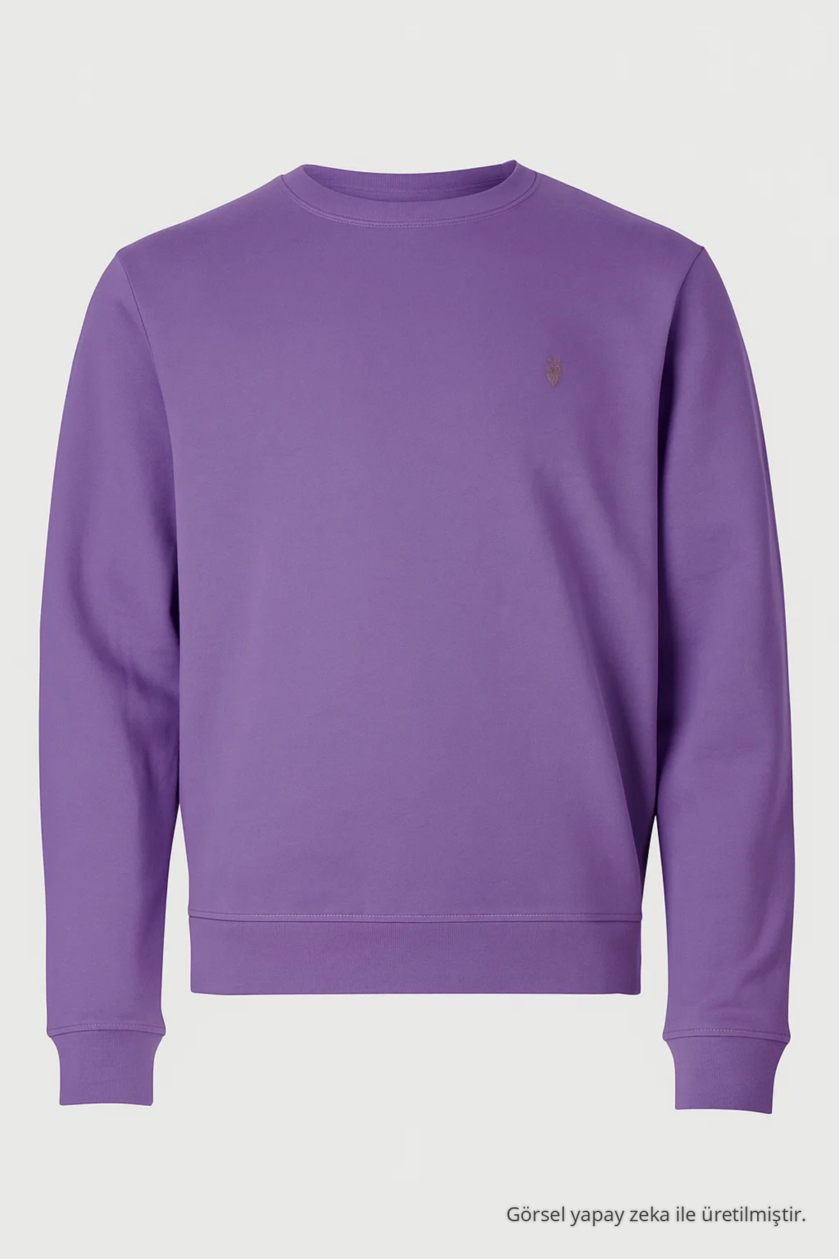 LİLA Renk Bisiklet Yaka Sweatshirt 4
