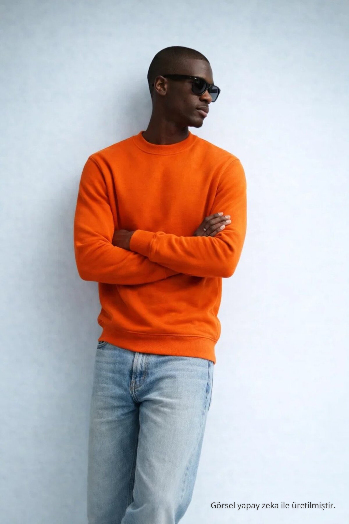 Erkek Kışlık Oranj Oversize Sweatshirt 4