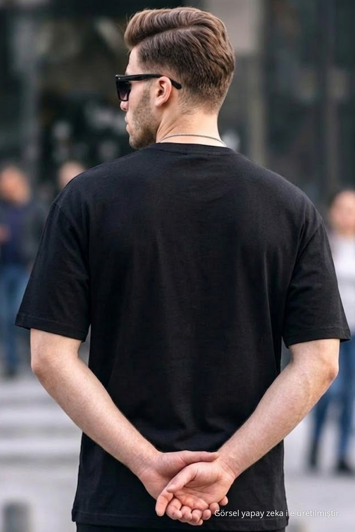 Erkek Premium Basic Trend SİYAH Oversize Tişört 6