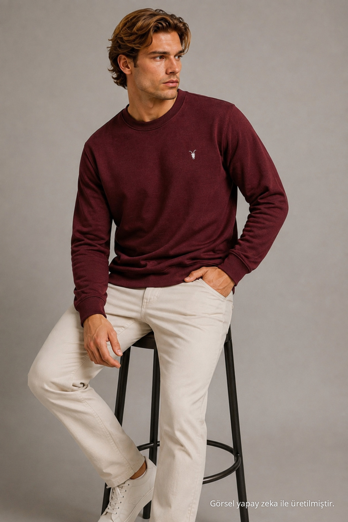 Reglan Casual Kış Bordo Erkek Sweatshirt 3