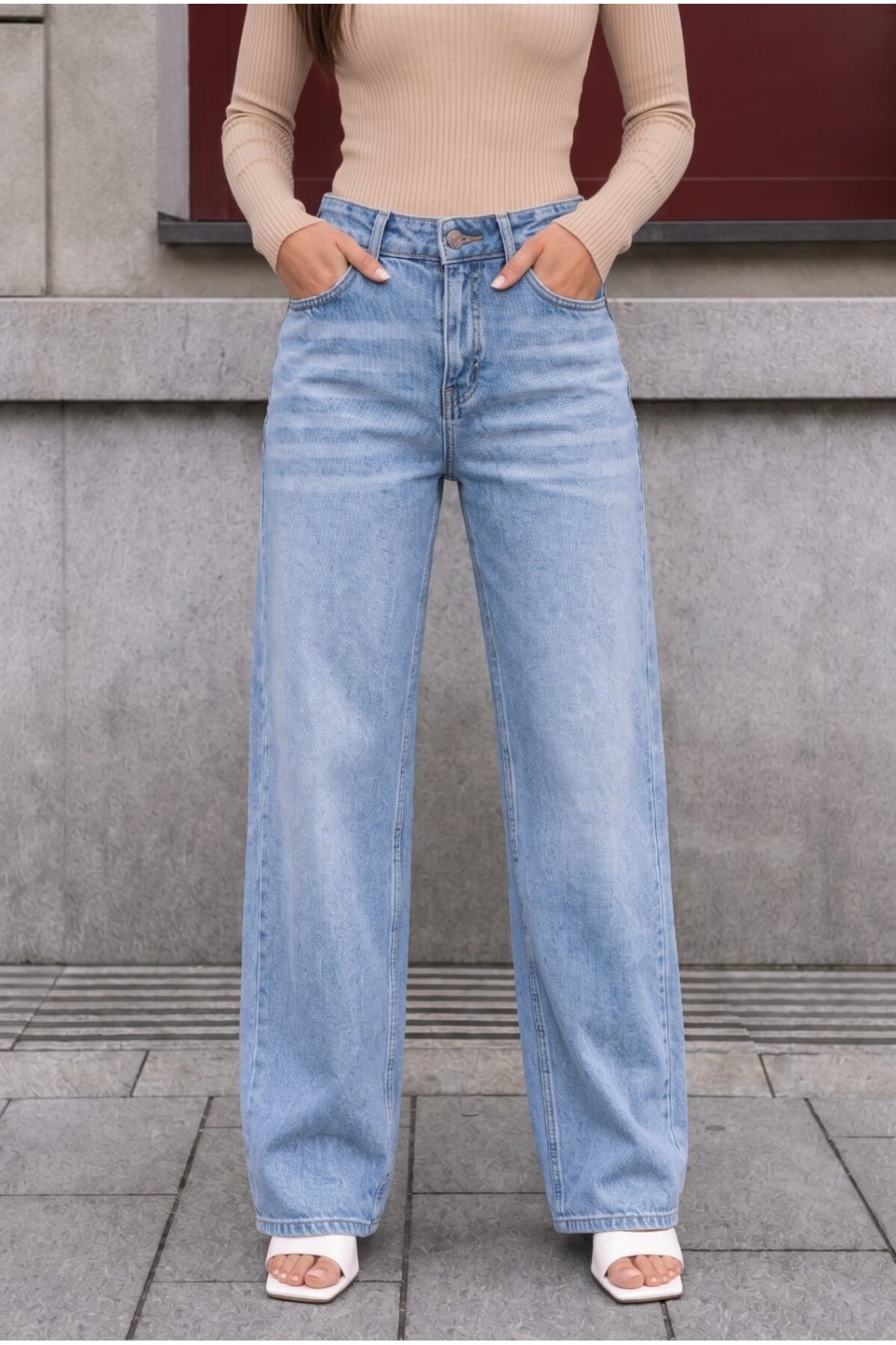 MAVİ Efektli Yüksek Bel Esnek Wide Leg Jeans 3