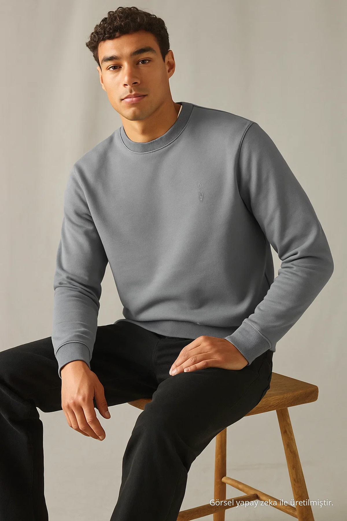 Erkek Kışlık Kalın Basic Salaş Gri Kazak 4