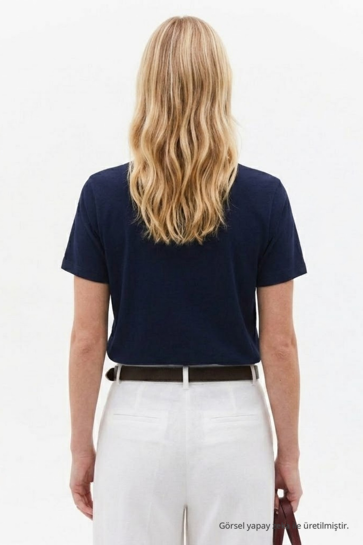 Kadın Bisiklet Yaka Basic Lacivert Tişört 3