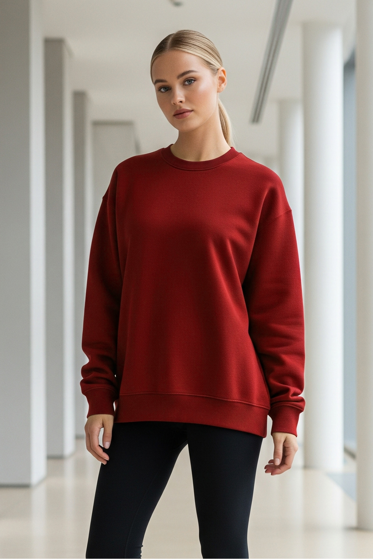 Kadın Oversize Kışlık Salaş KIRMIZI Sweat 4