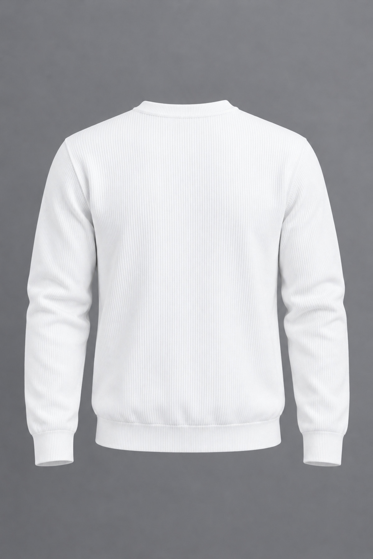 Erkek Slim Fit Bisiklet Yaka Günlük Triko Beyaz Kazak 3