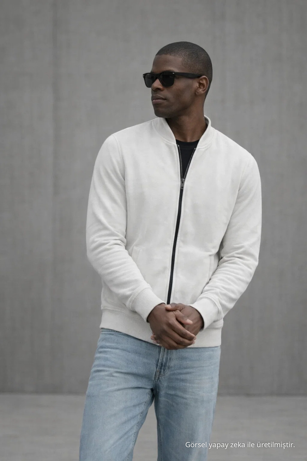 Erkek Hakim Yaka Kışlık GRİ Sweatshirt 5