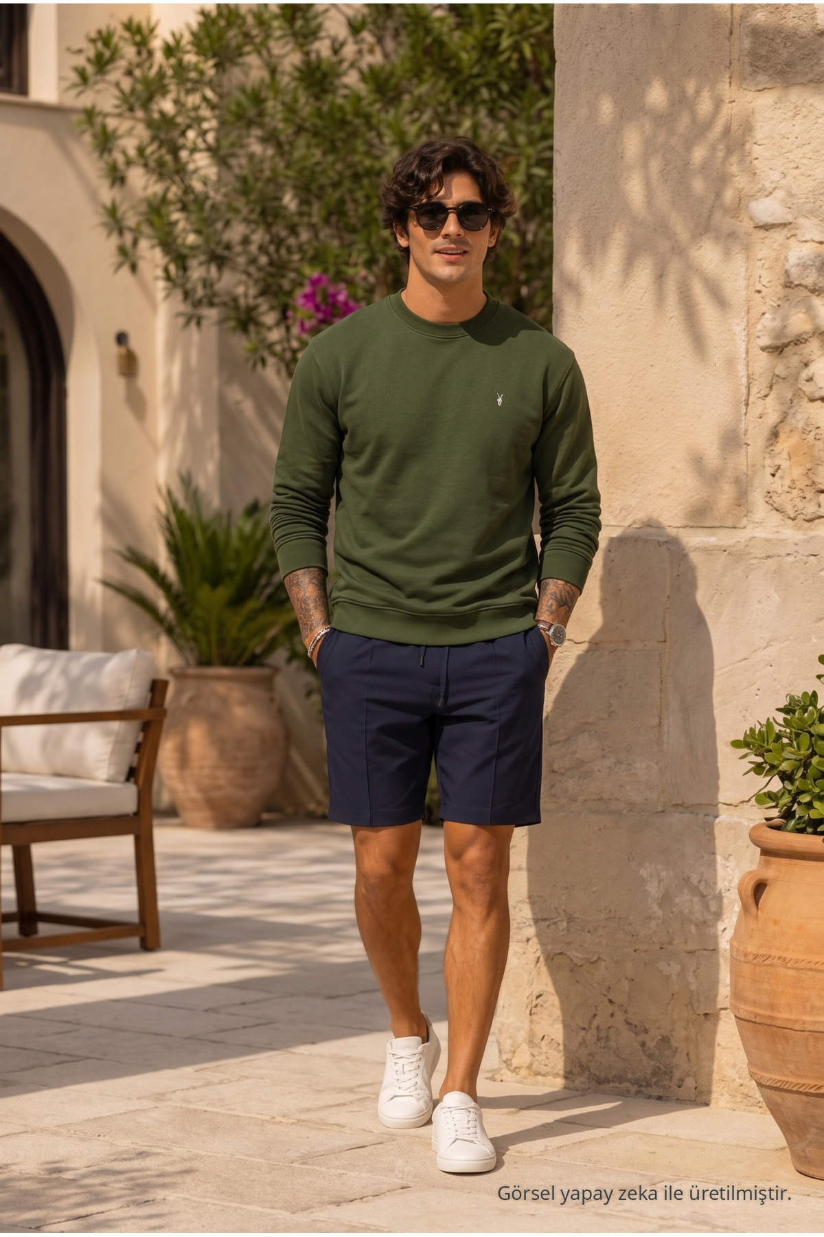 Örme Uzun Kollu HAKİ Erkek Sweatshirt 4