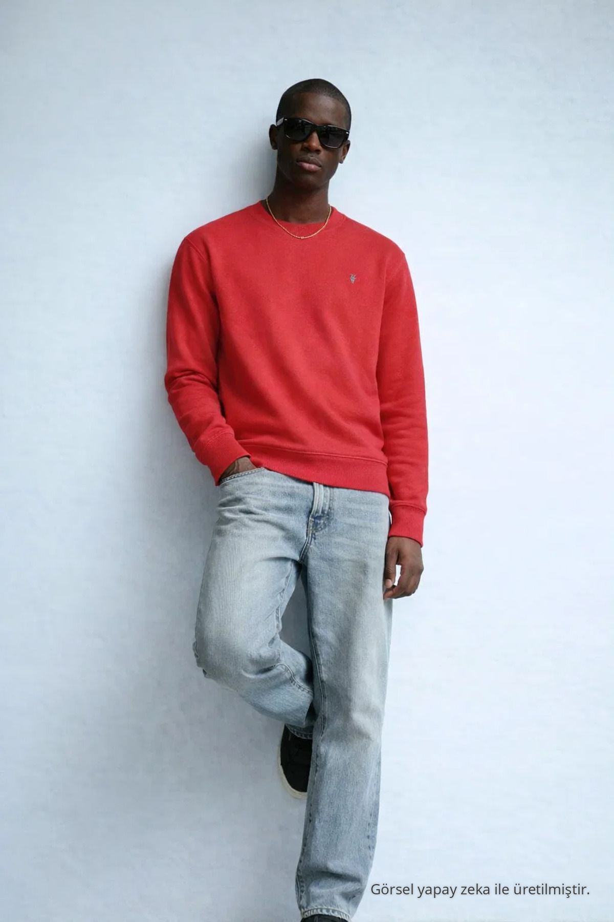 Erkek Nakışlı Parlak KIRMIZI Sweatshirt 3